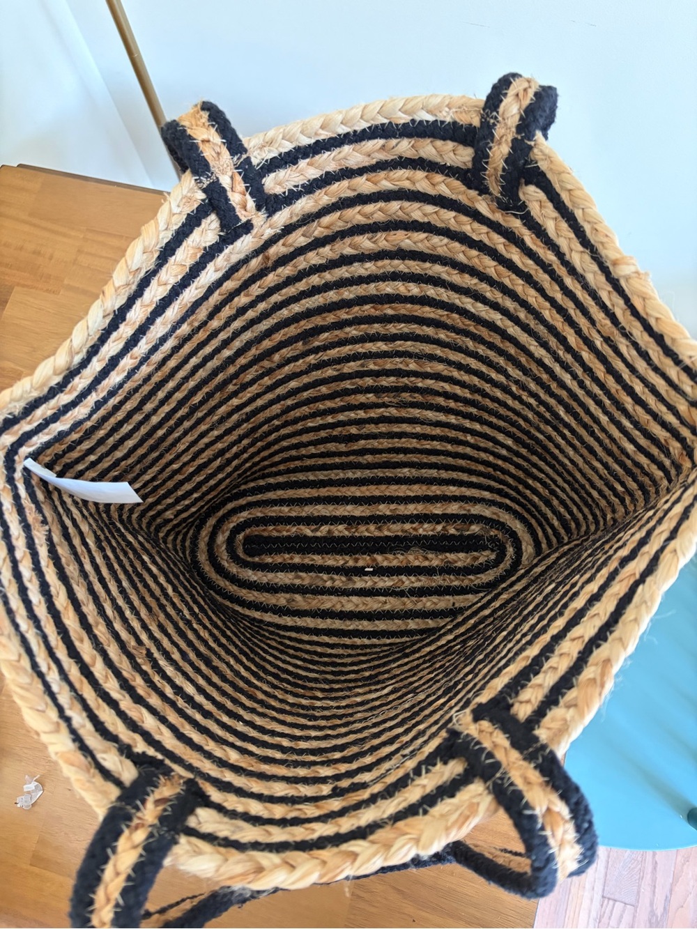 Large Jute Tote Bag with Black Accents - Picture 2 of 3